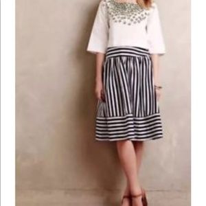 NWT Anthropologie Maeve Navy Striped Skirt